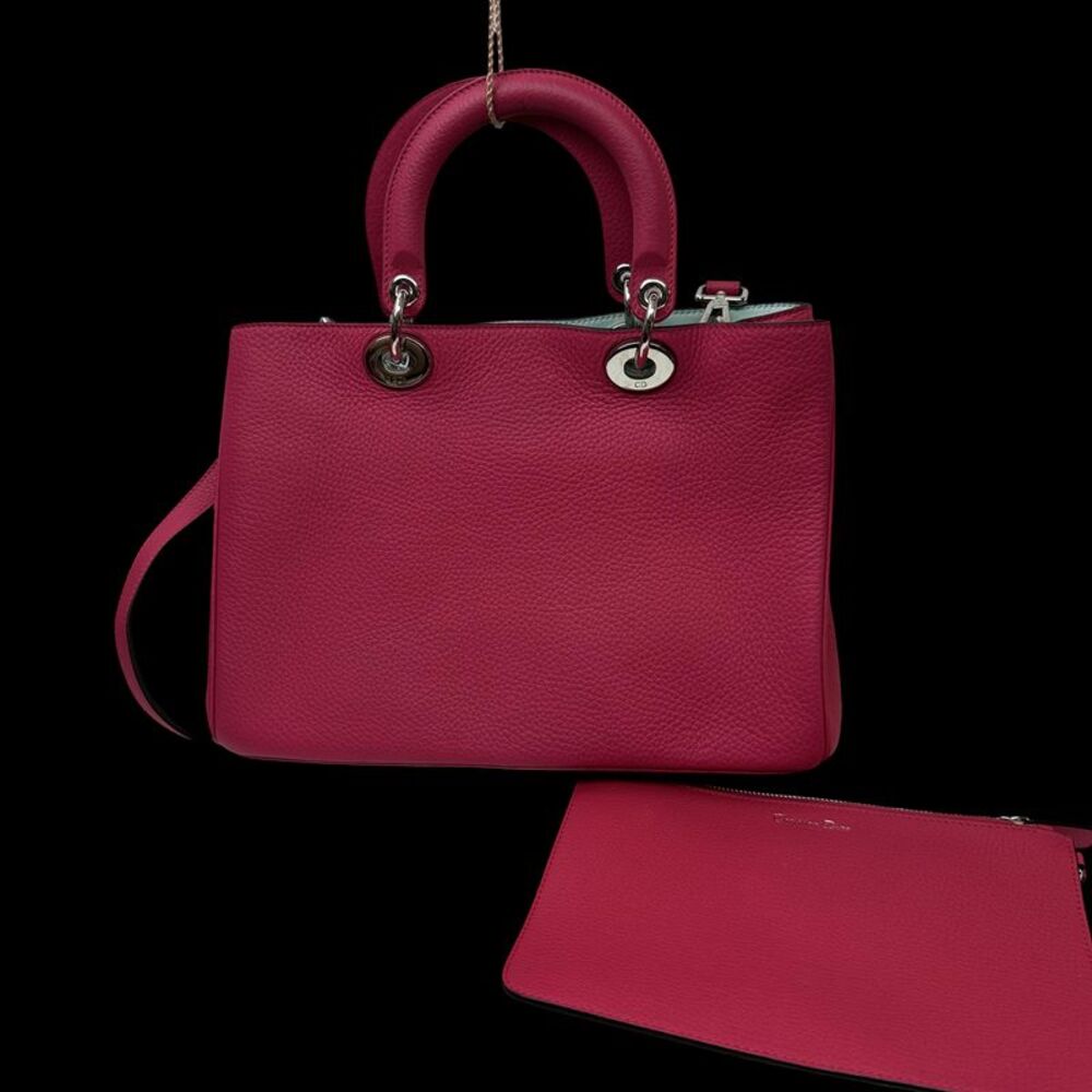 Christian Dior Diorissimo Leather With Sequins Pink Leather Tote Bag Bag